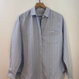 Everlane Women’s Light Blue Striped Organic Cotton Button Down Size 10